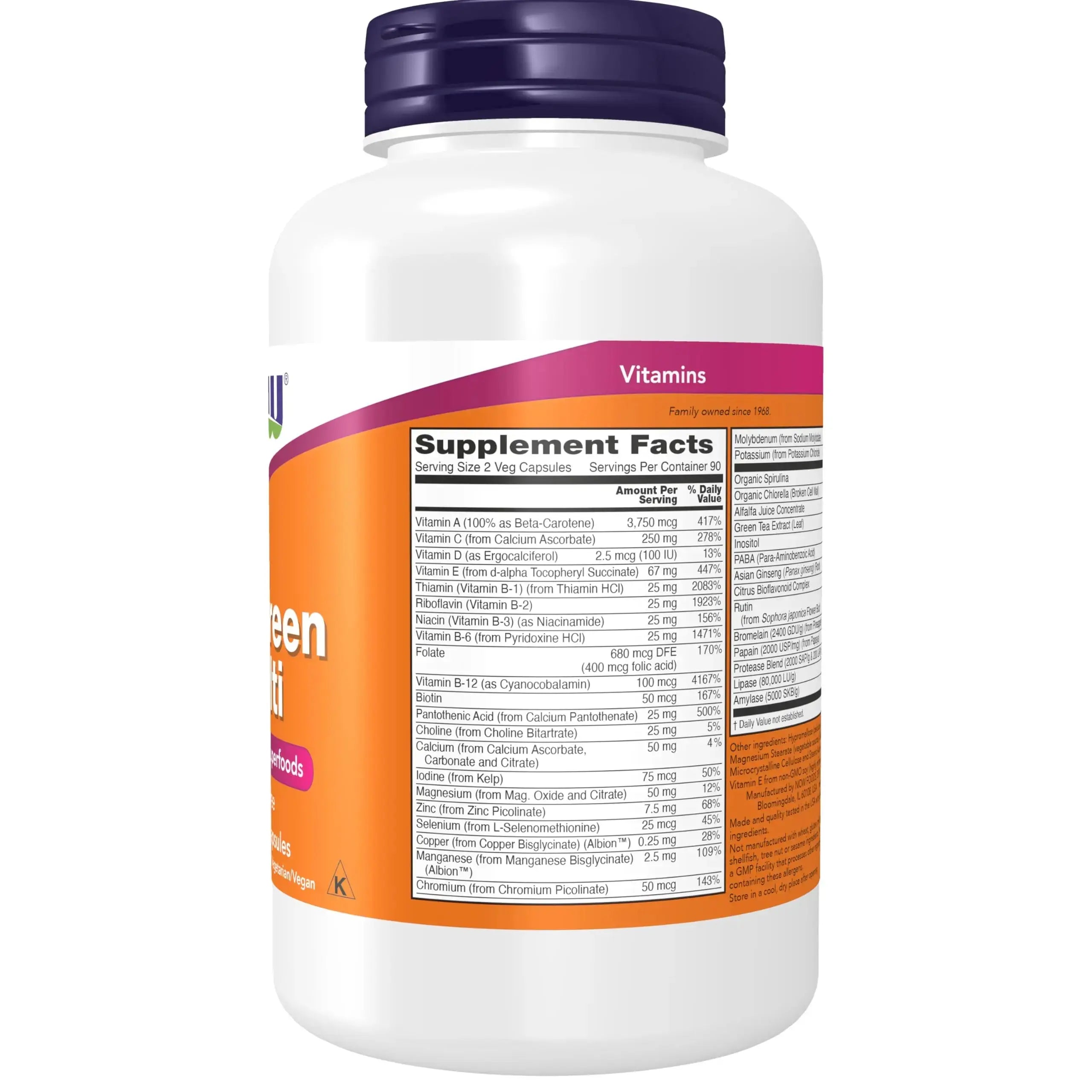NOW Supplements, EcoGreen Multi Vitamin with Green Superfoods, Iron-Free 180 Veg Capsules NOW Foods Au supplements