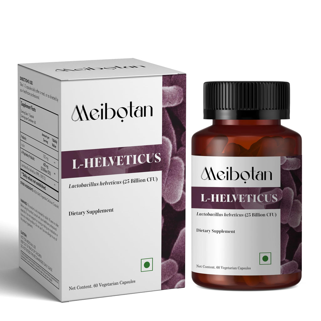 MEIBOTAN L-Helveticus Probiotic Bacteria with 25 Billion CFU for Women & Men, Helps Digestion, Nutrient Absorption and Fight Bad Bacterias - 60 Veggie Capsules