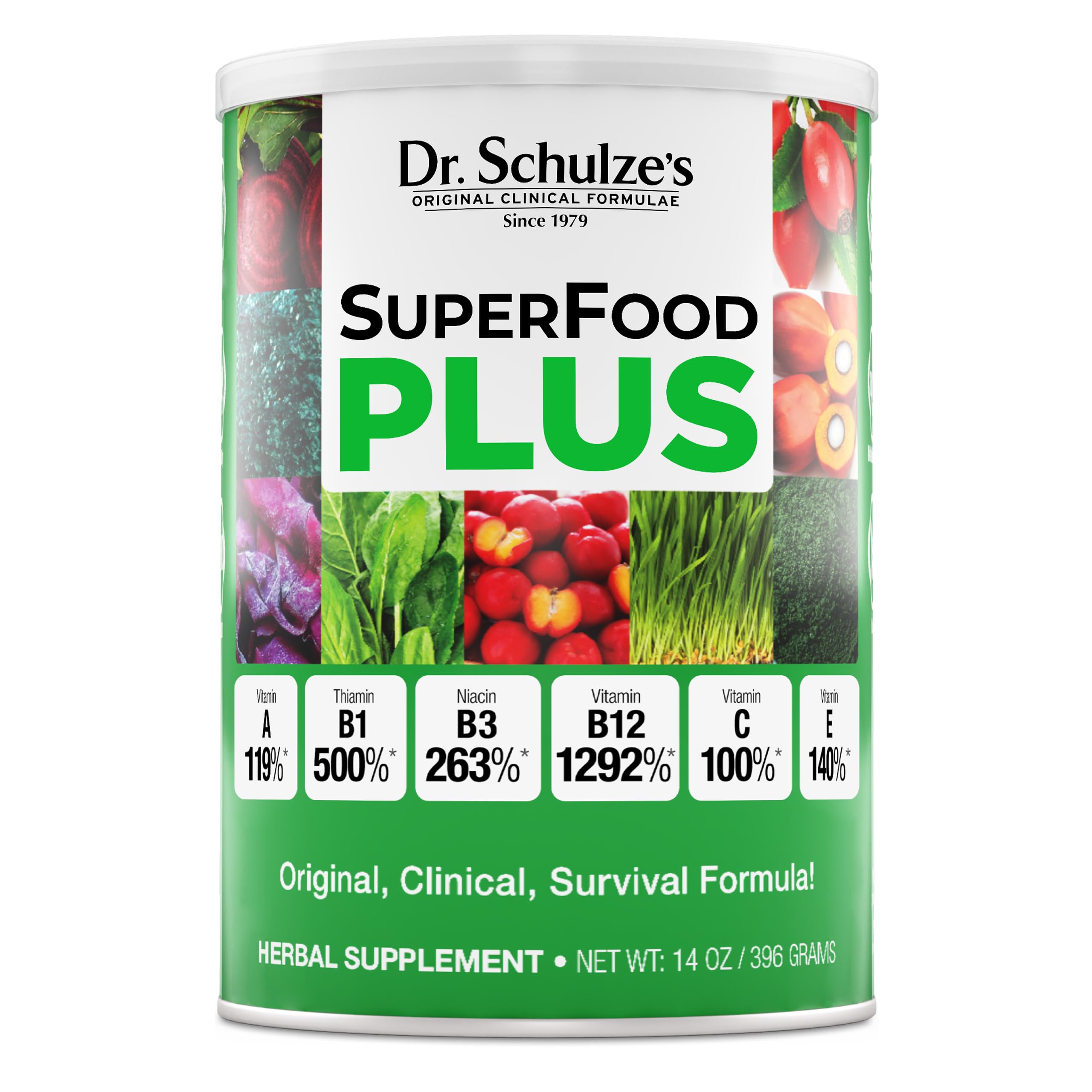 Dr. Schulze's SuperFood Plus - Everyday Superfood Supplement to Support Overall Wellness - Clean, Quality Nutrition - Supports Metabolism & Daily Energy - Gluten-Free & Dairy-Free - 14 oz Dr. Schulze's Au supplements