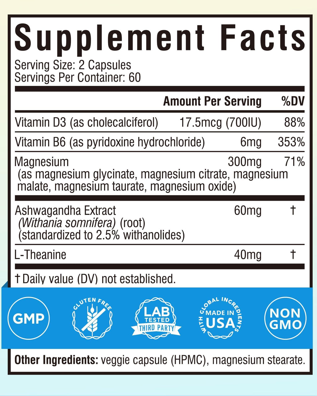 Terranics Magnesium Complex Supplement with Glycinate, Citrate, Taurate & Malate | Supports Nerve & Mood Health | Includes Ashwagandha, L-Theanine, Vitamin D3 & B6 | 120 Capsules | Non-GMO Terranics Au supplements