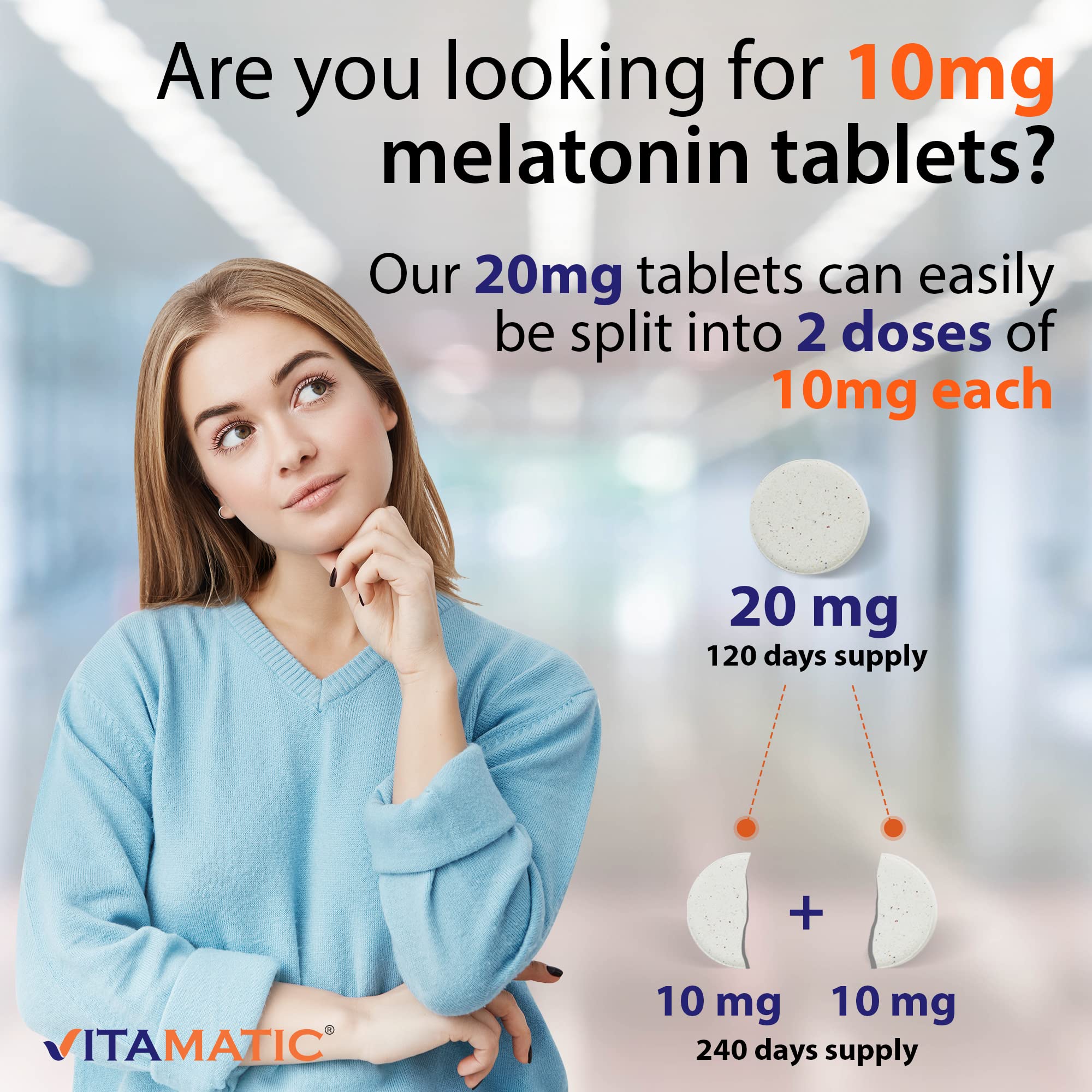 Vitamatic Melatonin 20mg Tablets | Vegetarian, Non-GMO, 6 pack Vitamatic Au supplements