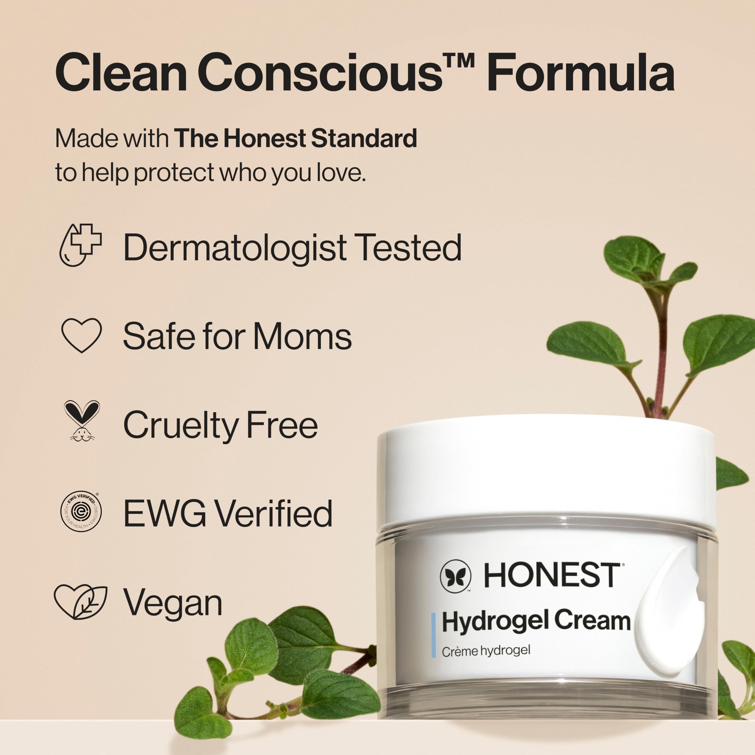 Honest Beauty Hydrogel Cream with Hyaluronic Acid, Lightweight Moisturizing Water, Gentle for Sensitive Skin