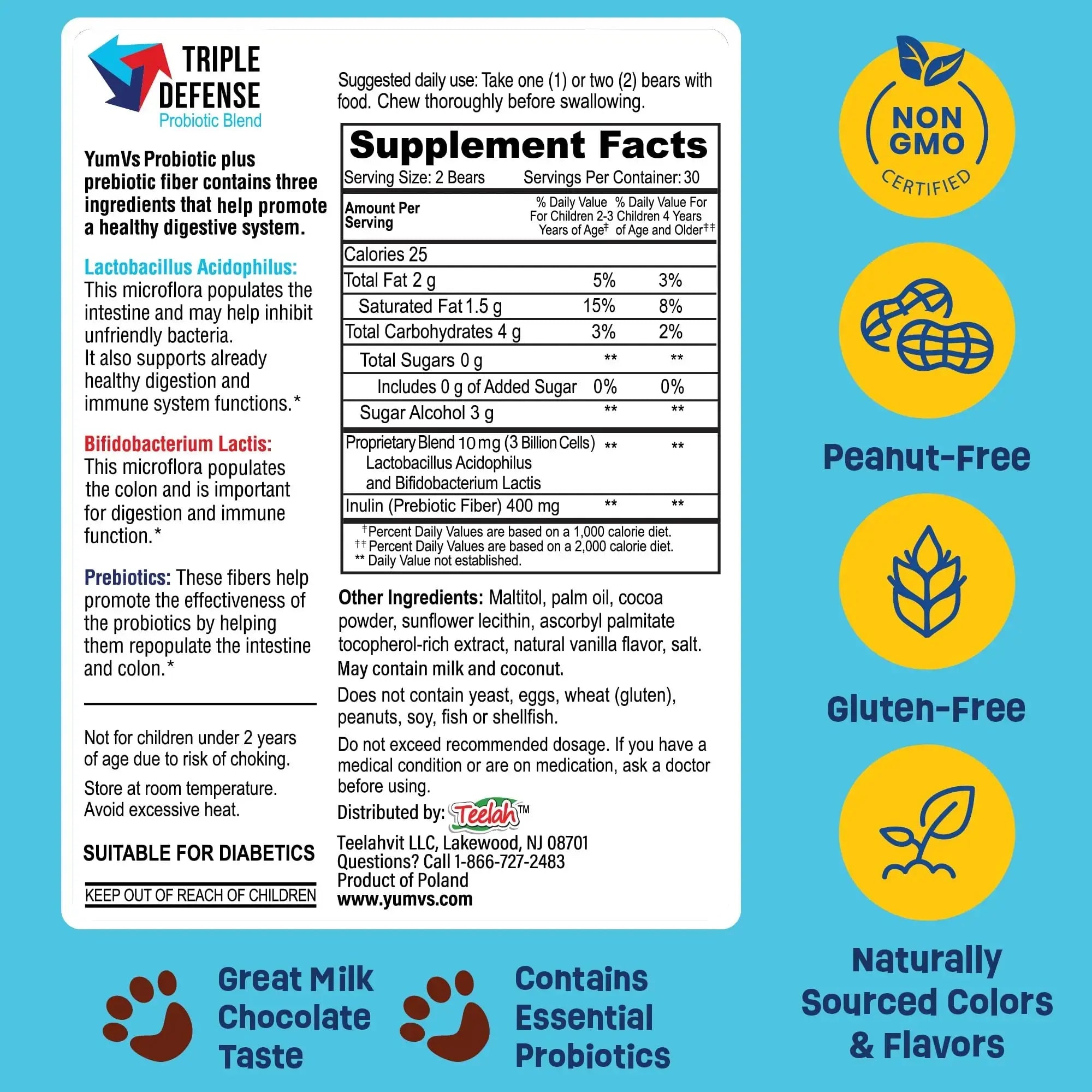 YUM-V'S Probiotics & Multivitamin Bundle for Kids – Probiotic with Prebiotic Fiber Chocolate Bears + Multivitamin & Multimineral with Iron Chewables – Digestive, Immune & Overall Health Support YUM-V'S Au supplements
