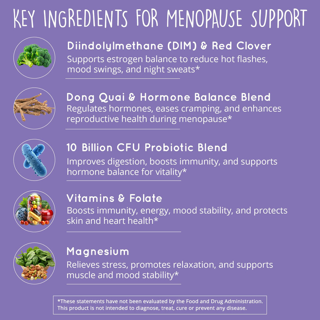 Menopause Supplements for Women – DIM Supplement + Probiotics | Estrogen Metabolism & Hormone Balance Support | Perimenopause Relief | Hot Flashes, Mood Swings & Night Sweats | Dong Quai | 60 Ct Happy Healthy Hippie Au supplements