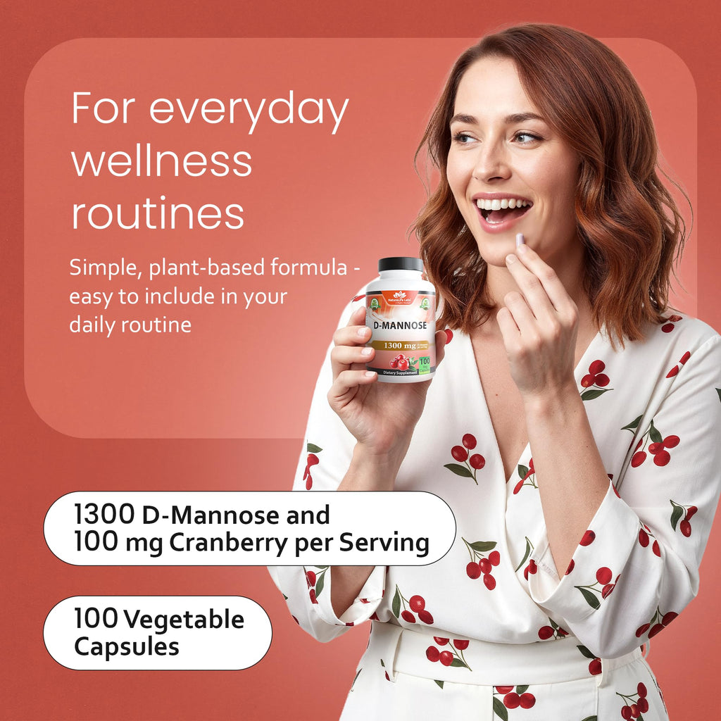 NaturaLife Labs Organic D-Mannose 1300 mg with Organic Cranberry Extract 100 mg per Serving – 100 Capsules – Non-GMO, Gluten-Free, Vegan NaturaLife Labs Au supplements