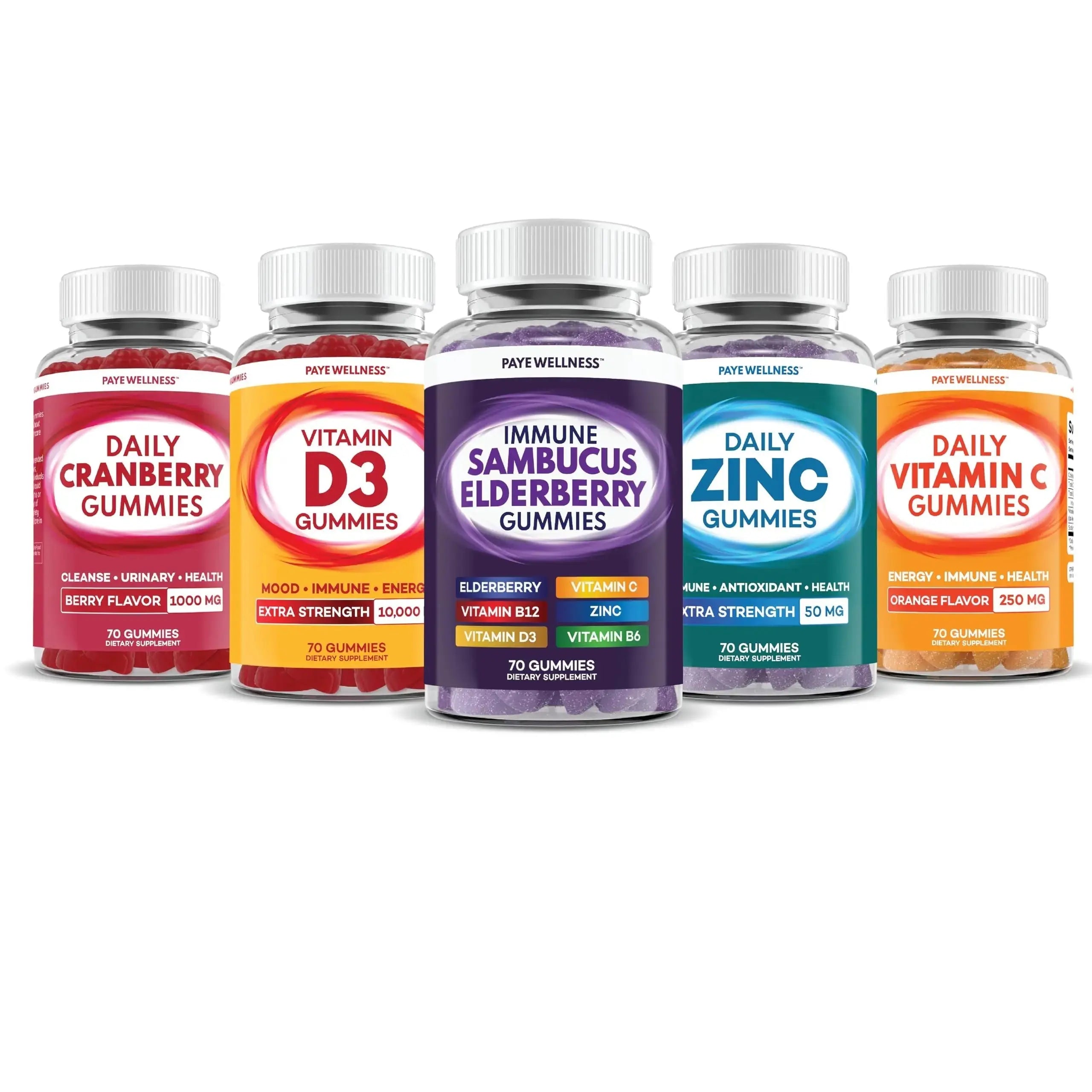 Elderberry Gummies Immune Support, Daily Support for Kids and Adults*, with Sambucus Elderberry, Zinc, Vitamin C, D3, B6, B12, Plus PAYÉ Au supplements