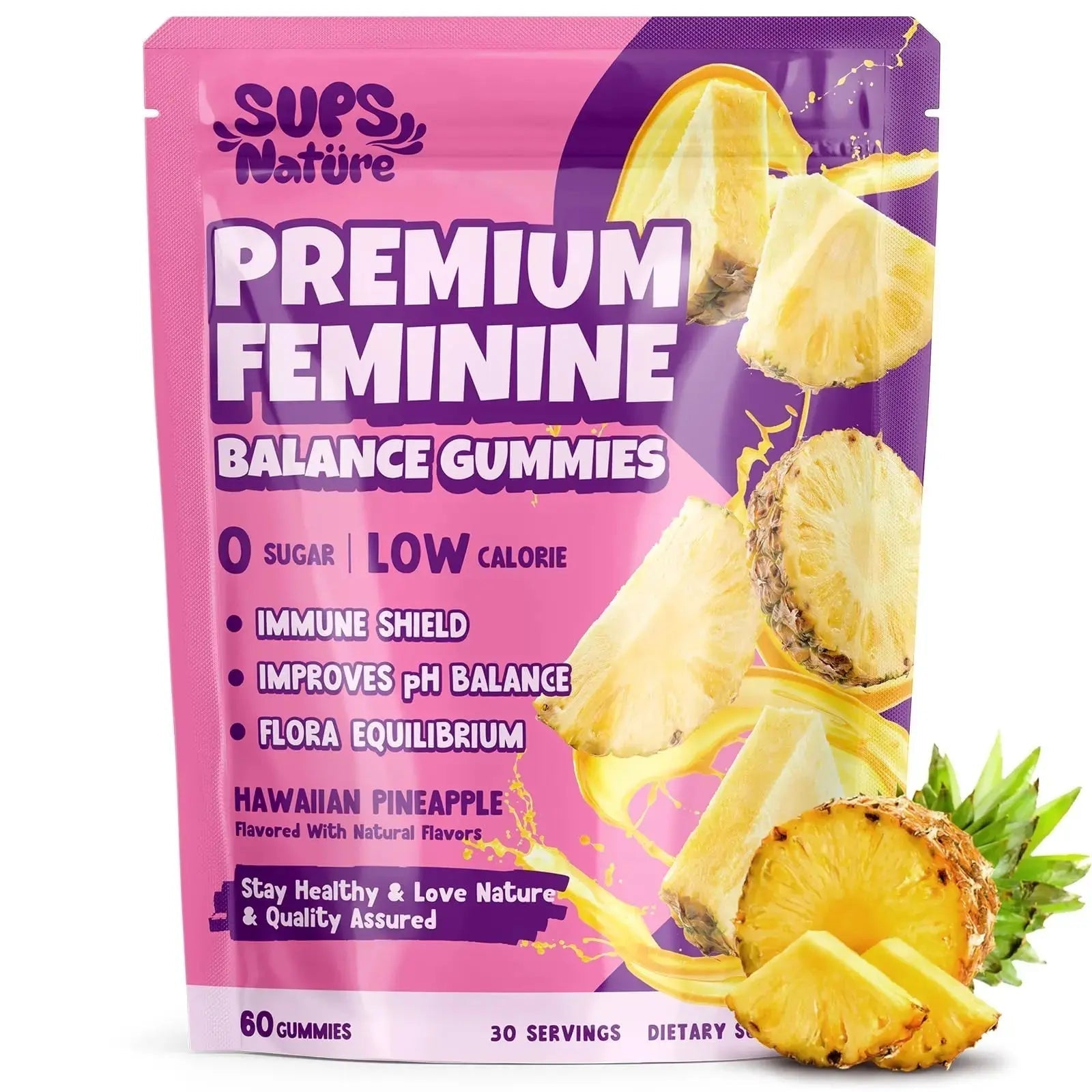 Women's Probiotic Gummies Nutrition Premium Feminine Balance Gummies - Supports pH Balance, Digestion & Immune Health - Hawaiian Pineapple Flavor sups nature Au supplements