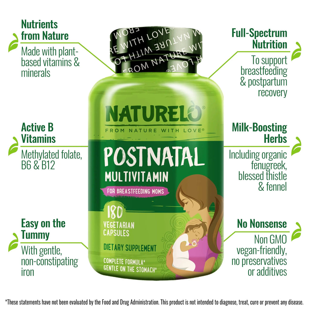 NATURELO Postnatal Multivitamin - Supplement for Breastfeeding Women - Plant-Based Vitamin D, Folate, Gentle Iron - for Nursing Mother, Baby NATURELO Au supplements