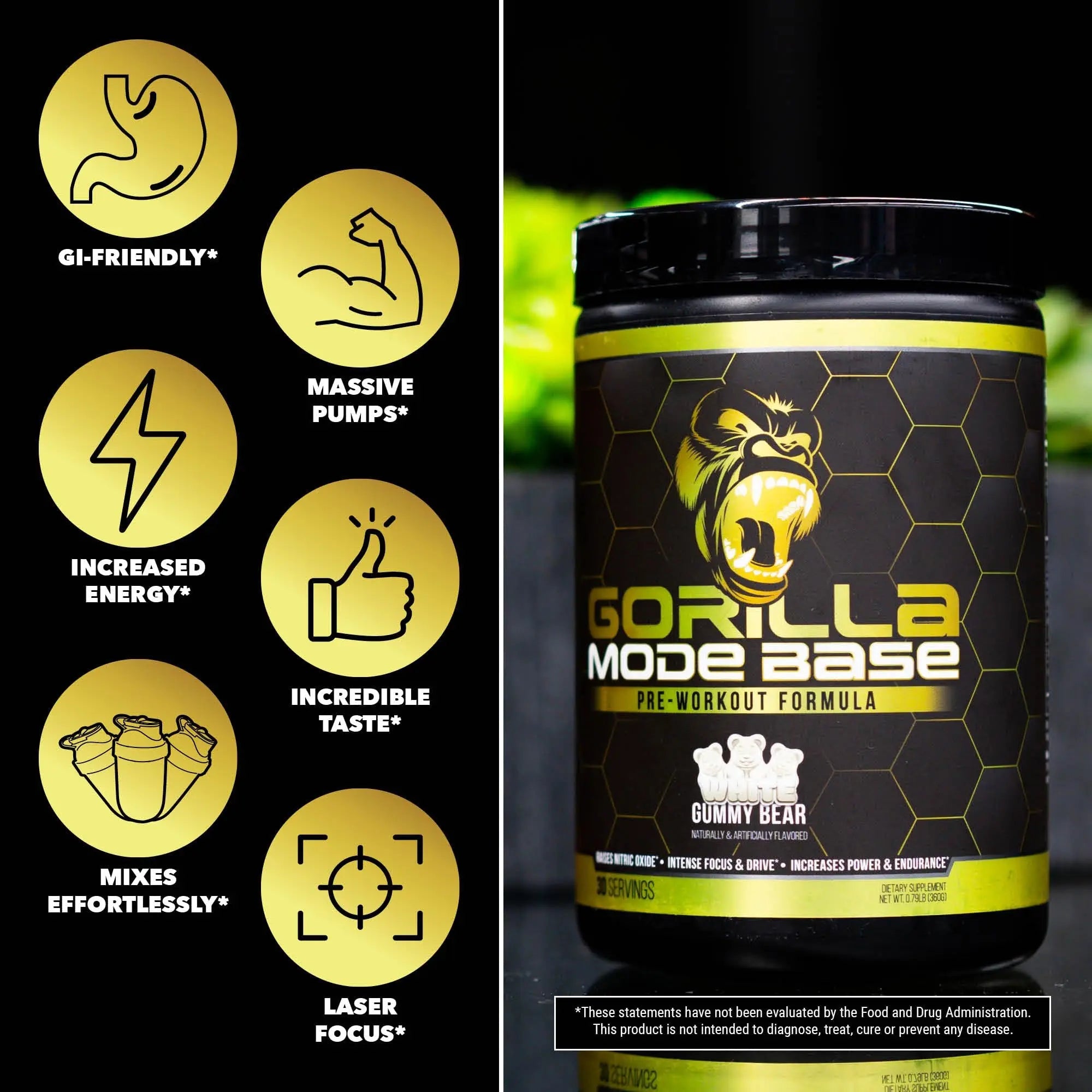Gorilla Mode Base Pre Workout - Raises Nitric Oxide · Intense Focus & Drive · Endurance Gorilla Mind Au supplements