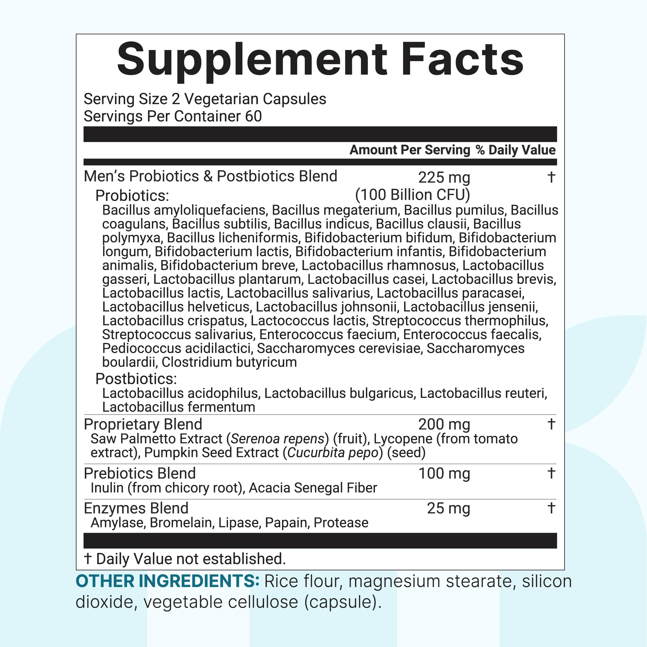Micro Ingredients Probiotics for Men 100 Billion CFU, 40 Strains, 120 Vegetarian Capsules | Pre, Probiotics, Postbiotics & Enzymes | Pre, Probiotics, Enzymes, Saw Palmetto, Pumpkin Seed & Lycopene