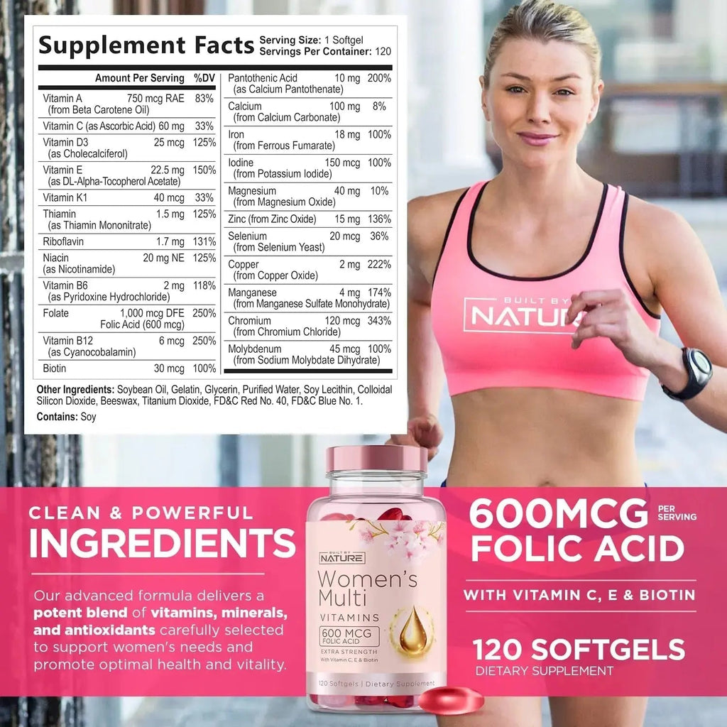 Built by Nature Vitamins for Women – Women's Complete Daily Multivitamin Supplement with A, B, C, D, E, Iron, Calcium, Magnesium and Multi Minerals Built by Nature Au supplements