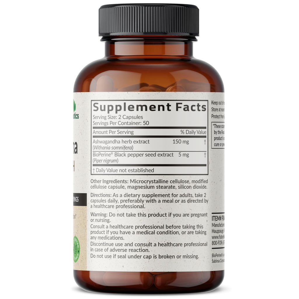 Futurebiotics Ashwagandha Extra Strength Stress & Mood Support with BioPerine - Non GMO Formula, 100 Vegetarian Capsules Futurebiotics Au supplements