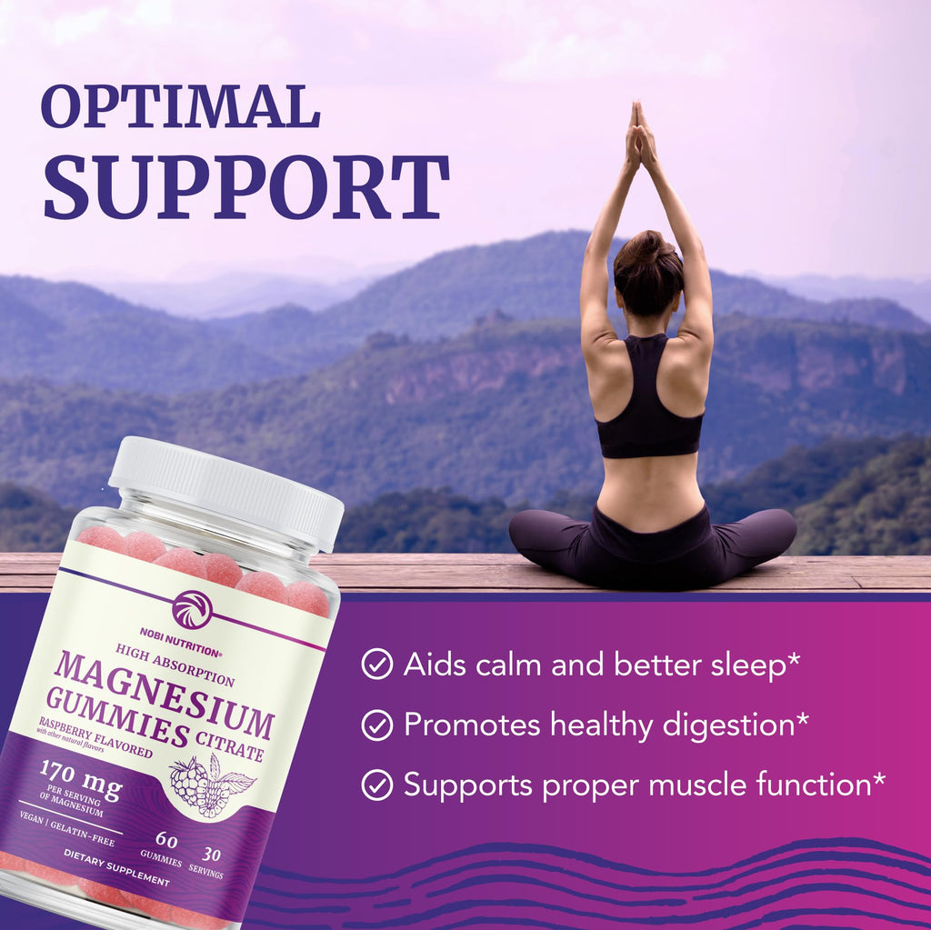 Magnesium Citrate Gummies | Extra Strength for Calm, Relaxation & Digestion | High Absorption Magnesium Gummies for Adults | Vegan, Non-GMO
