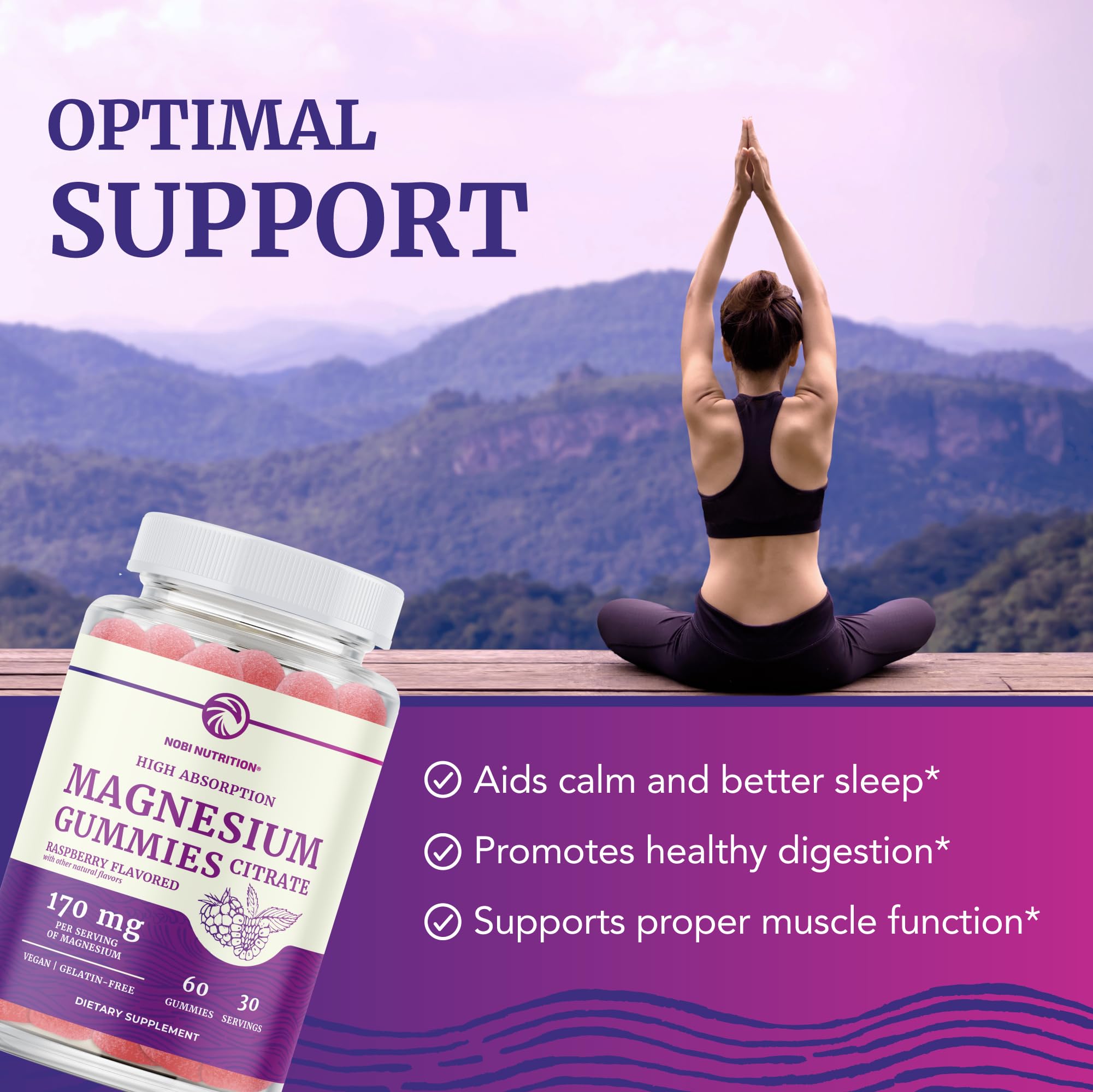 Magnesium Citrate Gummies | Extra Strength for Calm, Relaxation & Digestion | High Absorption Magnesium Gummies for Adults | Vegan, Non-GMO