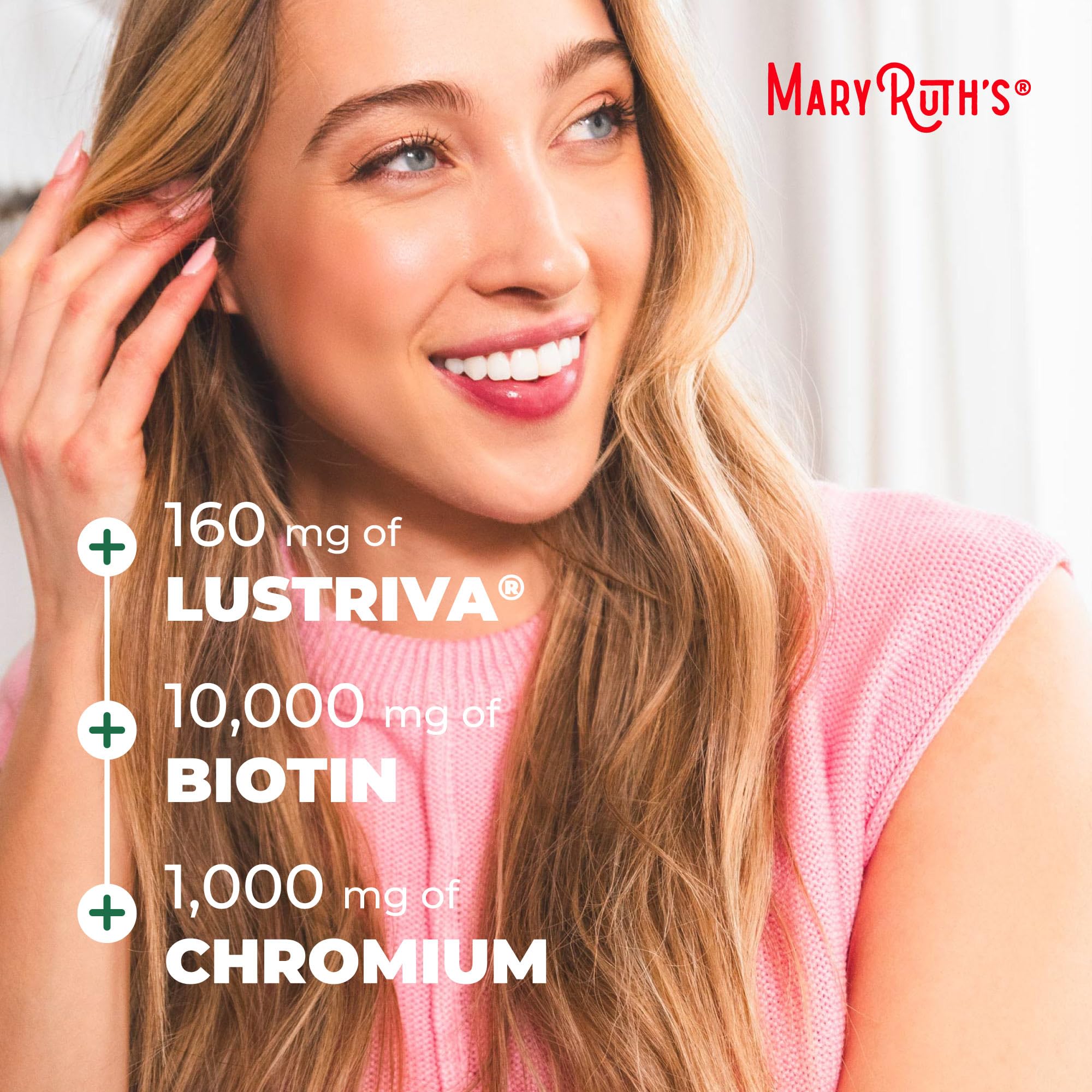 MARYRUTH'S Liquid Multivitamin + Hair Growth | Biotin 10000mcg | Lustriva Hair Growth Supplement | Clinically Tested in Women for Thicker Hair