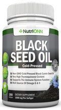 Black Seed Oil - 1000 Mg - 180 Softgels - Cold-Pressed Non-GMO Black Cumin Seed NutriONN Au supplements