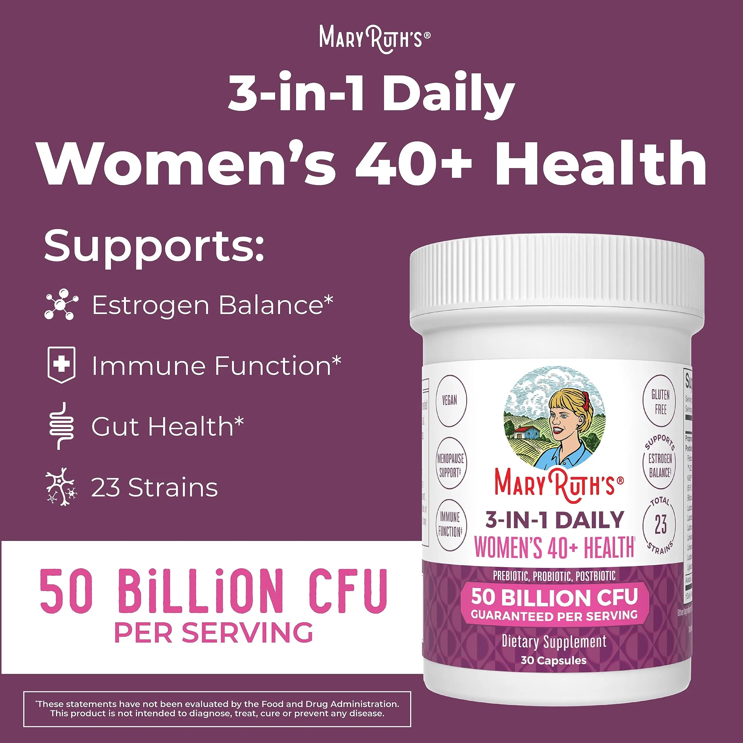 Mary Ruth's 3 in 1 Women's 40+ Health Probiotic, 30 CT MaryRuth Organics Au supplements