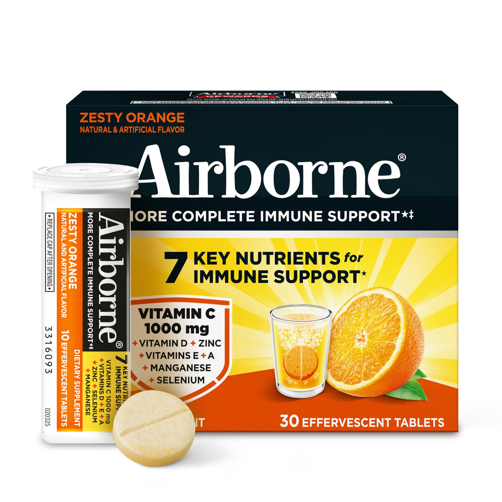 Airborne 1000mg Vitamin C with Vitamin D & Zinc, Sugar Free Multivitamin Immune Support Supplement, Antioxidants Vitamins A C & Vitamin E