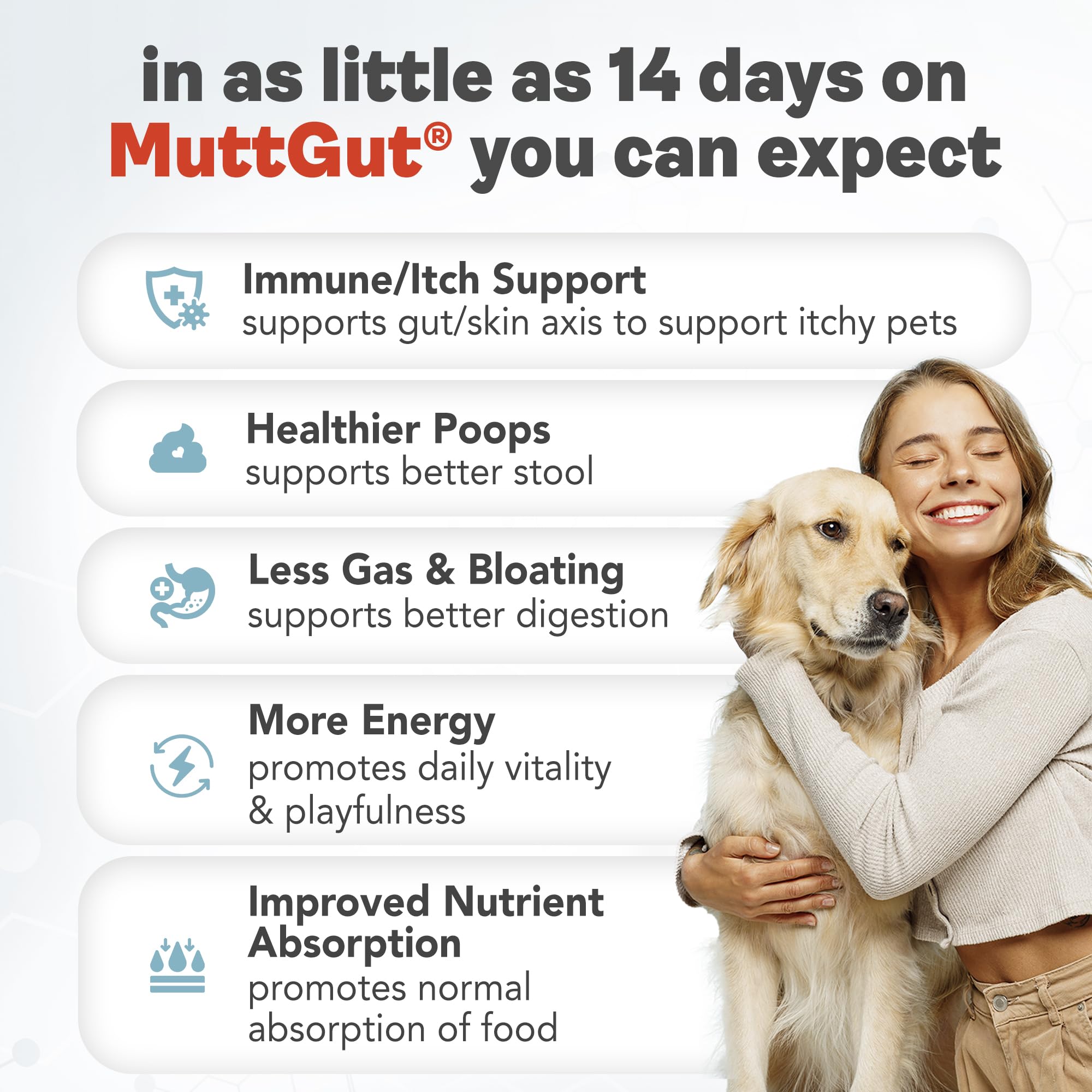 All-Natural 3-in-1 Dog Probiotic, Prebiotic, and Postbiotic Supplement Powder - Probiotics for Dogs with 135 Billion CFUs, Anti Diarrhea, Digestive Enzymes & Antioxidants (60g) MUTTGUT Au supplements