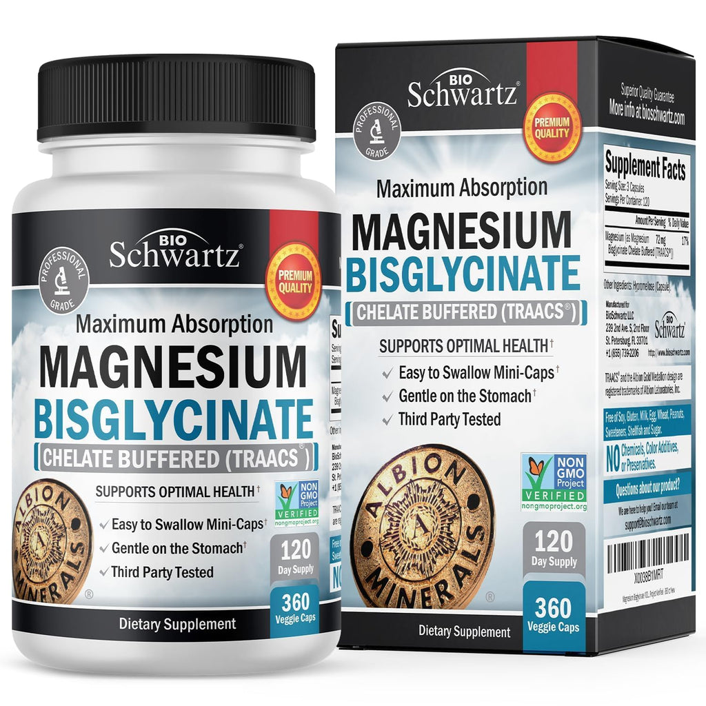 Magnesium Bisglycinate Chelated Supplement - High Absorption Magnesium Glycinate Supplement for Women and Men - Sleep, Muscle, Bone & Joint Support