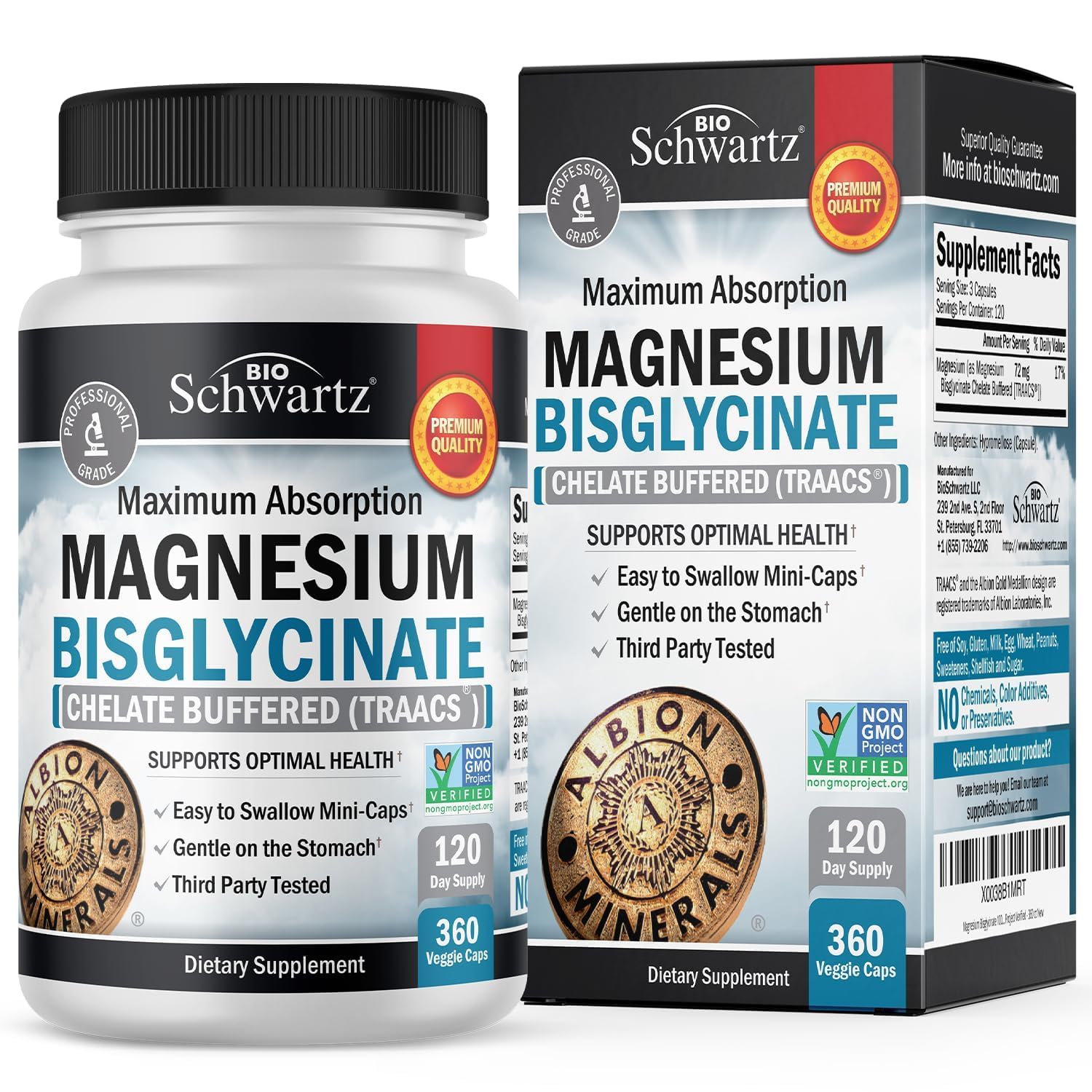 Magnesium Bisglycinate Chelated Supplement - High Absorption Magnesium Glycinate Supplement for Women and Men - Sleep, Muscle, Bone & Joint Support