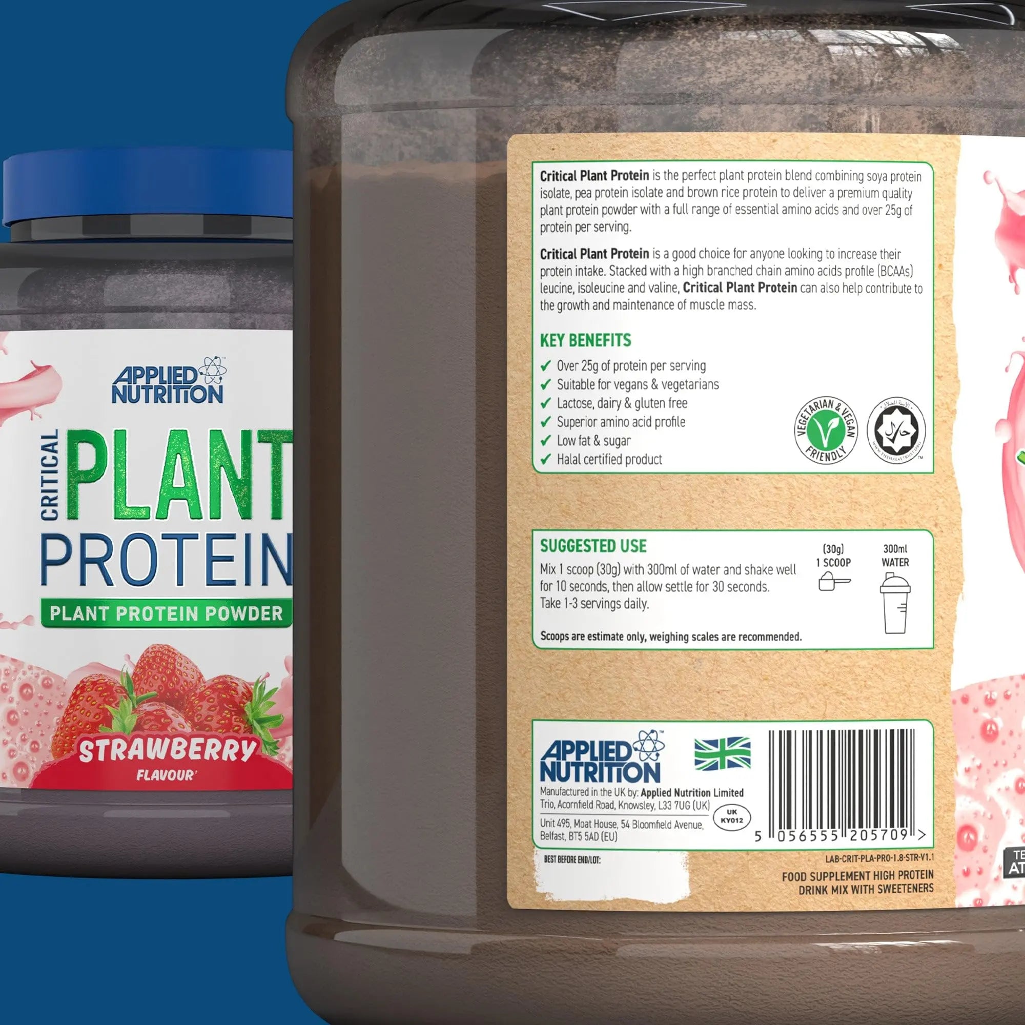 Applied Nutrition Plant Protein Powder – Critical Plant Vegan Protein Shake with SOYA Applied Nutrition Au supplements