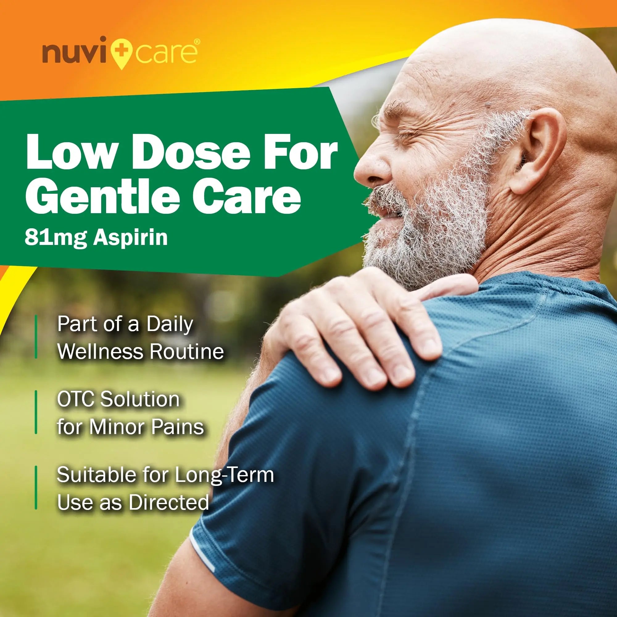 NUVICARE Low Dose Aspirin 81mg for Adults Coated Caplets - Compare to Active Ingredient in Low Dose Bayer Aspirin for Adults - Safety Coated (300 Count) NUVICARE Au supplements