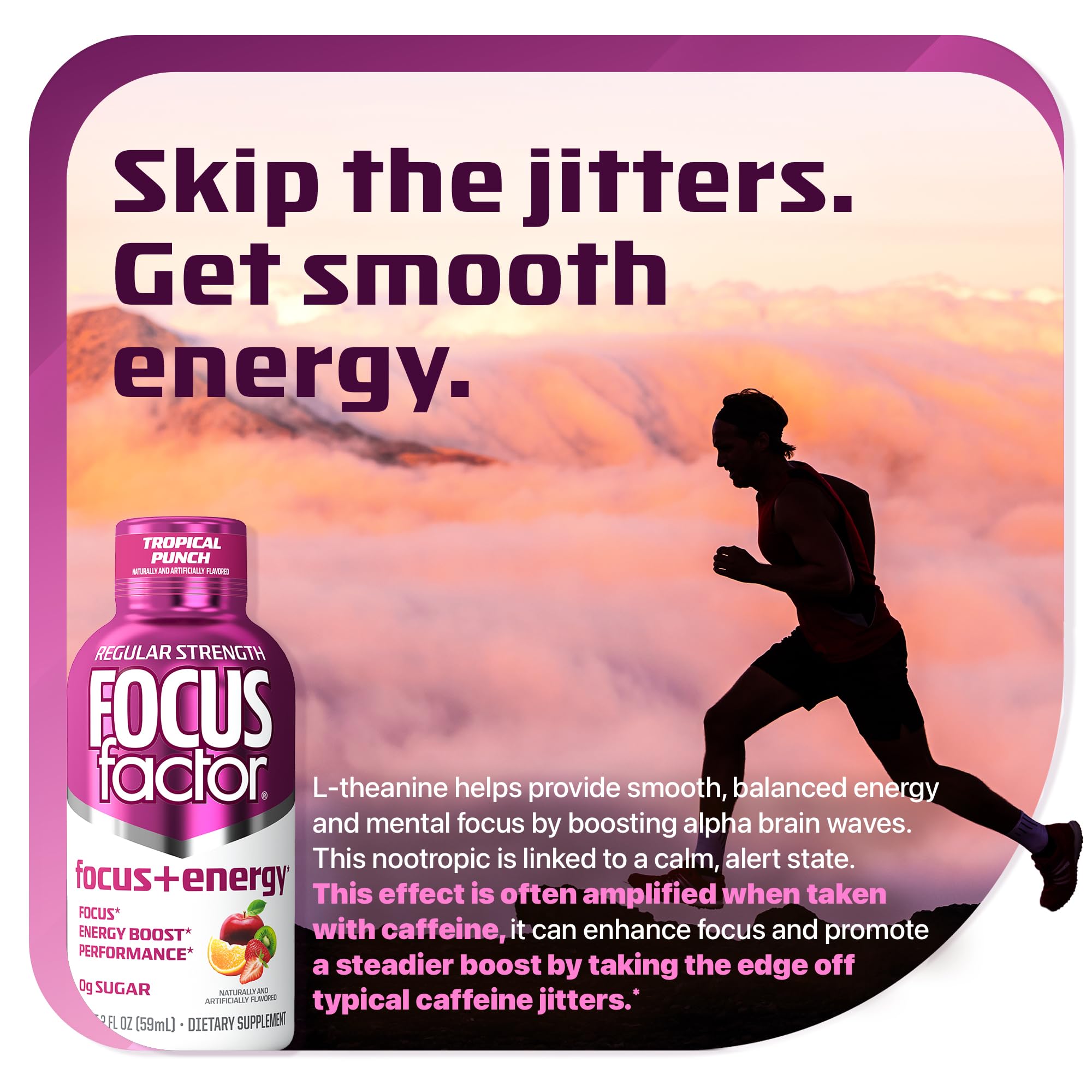Focus Factor Focus + Energy Shots - 12 x 2oz Bottles (Tropical Punch Flavor) - Powered by Nootropics with Caffeine, L-Theanine, Ginkgo, Bacopa, L-Tyrosine, Alpha GPC Focus Factor Au supplements
