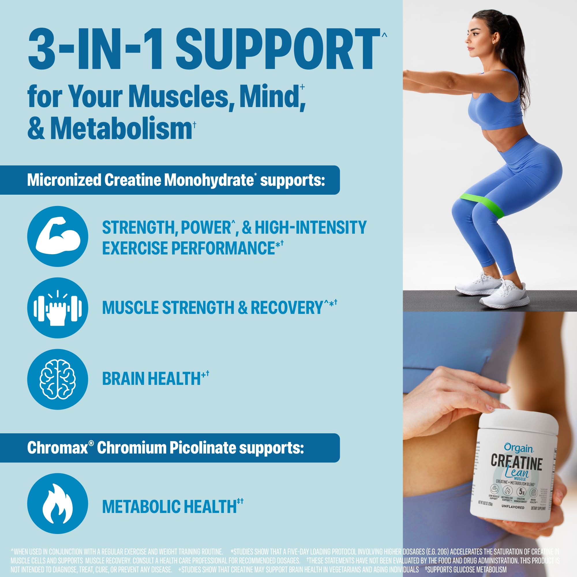Orgain Micronized Creatine Monohydrate Lean Muscle Powder with Metabolism Blend, Unflavored, 50 Servings, Supports Muscle Strength and Brain Health, No Dairy or Soy, Gluten Free, Vegan Orgain Au supplements