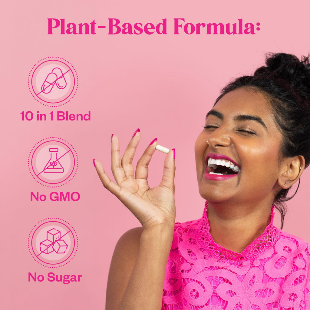 My Happy Flo PMS Support Supplement for Women with Iron, PMS Relief Hormone Support for Women, 10-in-1 PMDD Supplements for Women | DIM & I3C Indole-3-Carbinol for Cramp Relief, Heavy Flow - 60 Caps My Happy Flo Au supplements