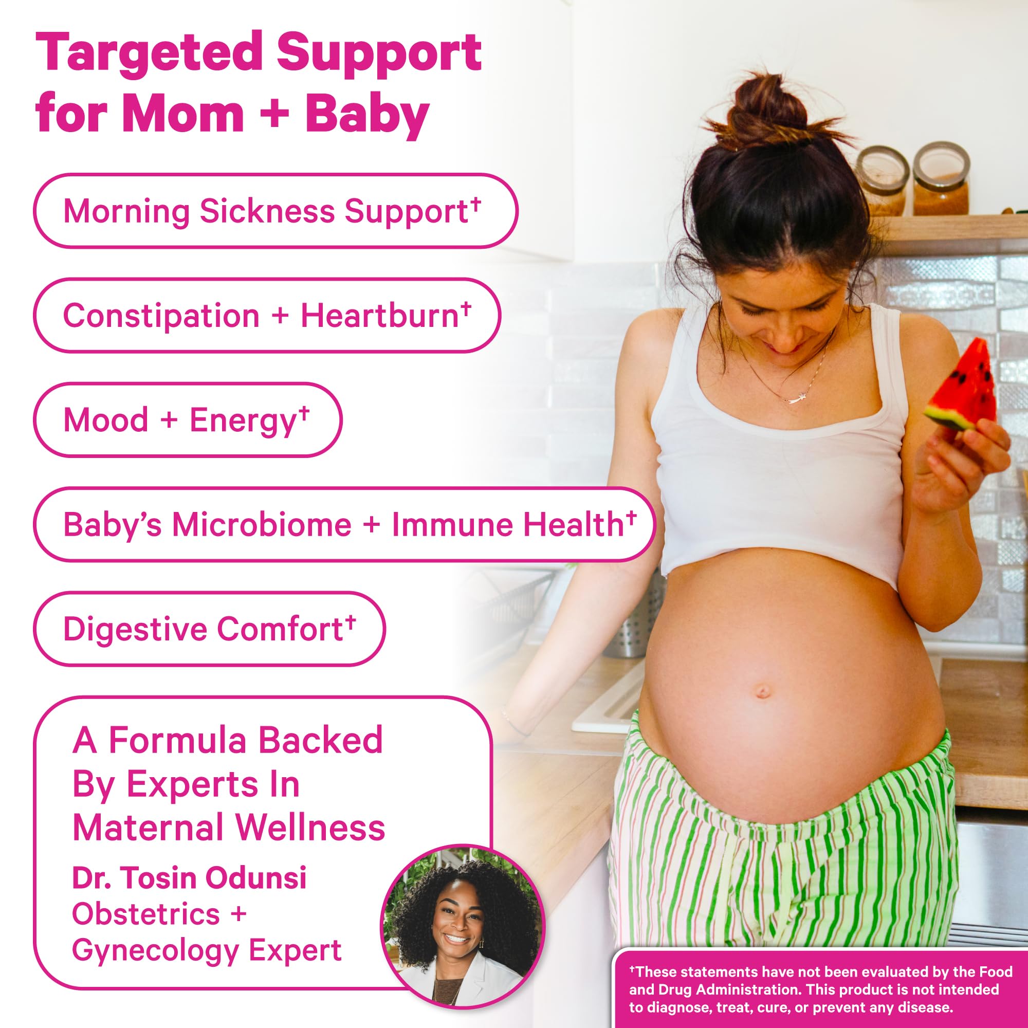 Pink Stork Prenatal Probiotic for Women with 50 Billion CFU | Vitamin B6 & Prebiotics | Pregnancy Probiotics for Morning Sickness | Digestive, Immune, & Gut Health | Vegan & Gluten-Free | 30 Capsules Pink Stork Au supplements