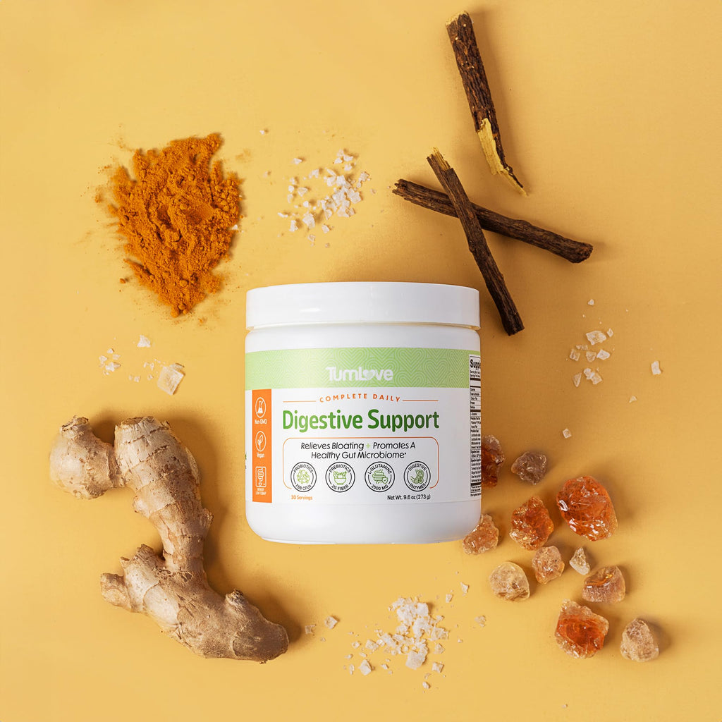 TumLove IBS Relief & Digestive Support Powder – Low FODMAP Certified, Probiotics, Prebiotics, Digestive Enzymes, L-Glutamine & 5 Soothing Herbs