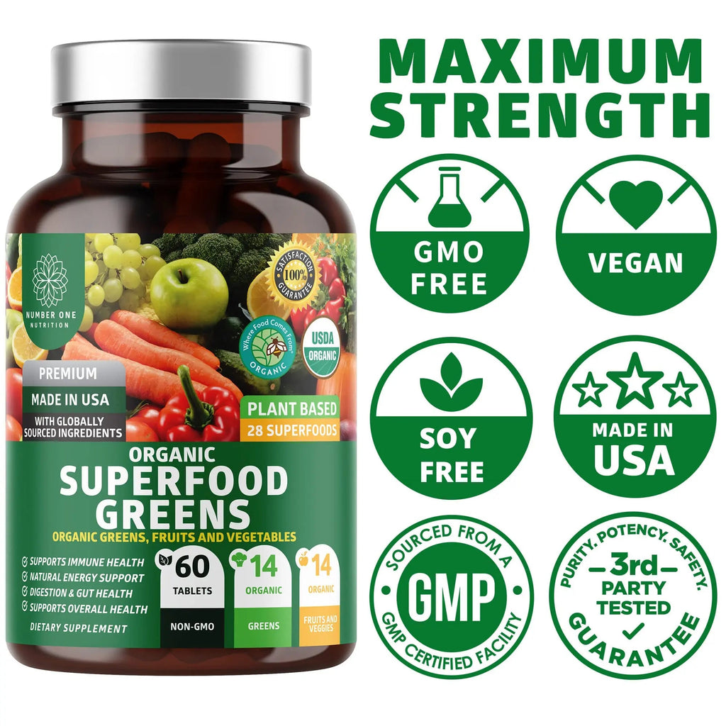 N1N Premium Organic Superfood Greens [28 Powerful Ingredients] Natural Fruit and Veggie Number One Nutrition Au supplements