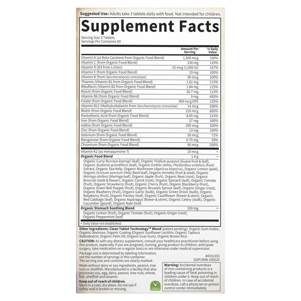Garden of Life Organics Prenatal Multivitamin with Folate, B6, B12, D3 & Iron – Prenatal Vitamins for Women with Energy Metabolism Support for Healthy