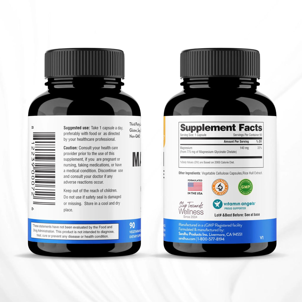 Sandhu's Superior Absorption Magnesium Glycinate 775mg|140mg Elemental Magnesium Sandhu's Au supplements