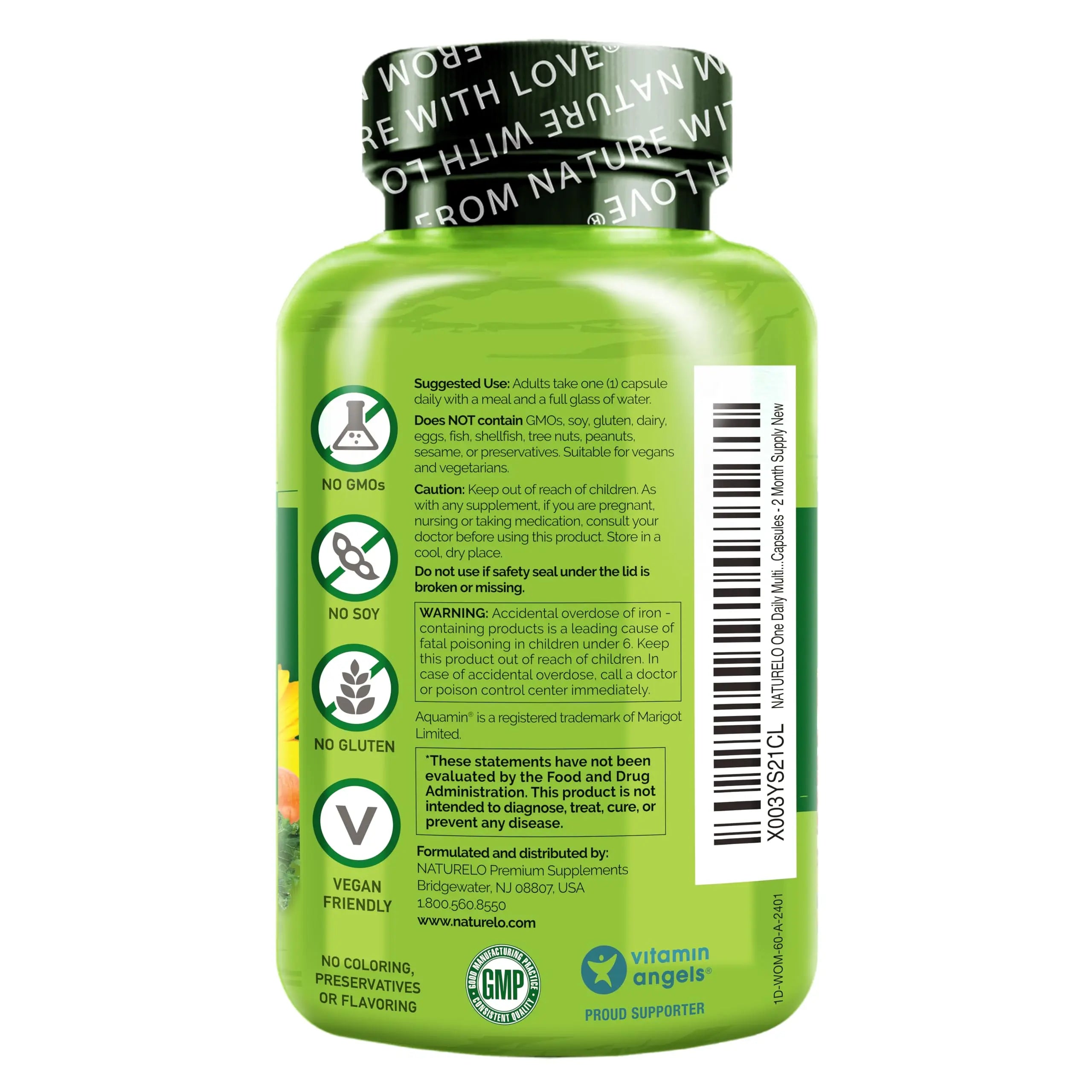 NATURELO One Daily Multivitamin for Women w/Vitamin B12, 60 Ct, Energy Support, Whole Food Daily Women Multivitamin Supplement, Nourish Hair/Skin/Nail, Non-GMO NATURELO Au supplements