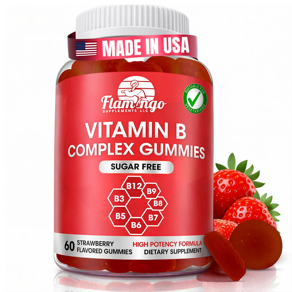 Sugar Free Vitamin B Complex Gummies - Vitamin B12, B7, B6, B3 (Niacin), B5, B8, B9 (Folate)- Third Party Tested- Prenatal, Vegan Diet, Older Adults