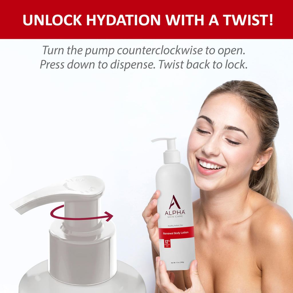 Alpha Skin Care Revitalizing Body Lotion, 12% Glycolic AHA, Simple & Effective Daily Moisturizer with Alpha Hydroxy Acid