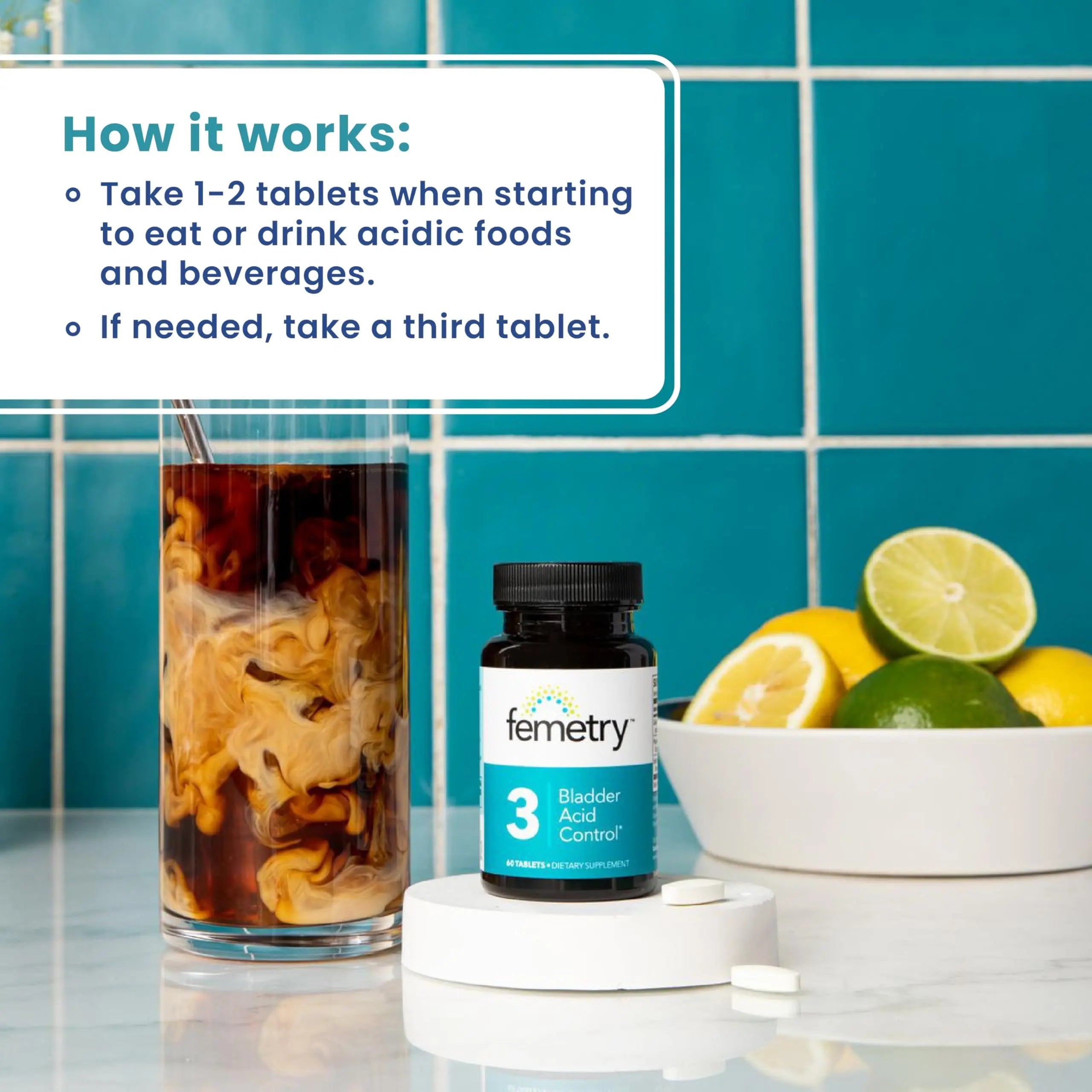 LifeSeasons Femetry Bladder Acid Control - Support for Interstitial Cystitis - Reduce Urine Acidity in The Bladder - Eases Flares Caused by Eating or Drinking Acidic Foods - 60 Tablets LifeSeasons Au supplements