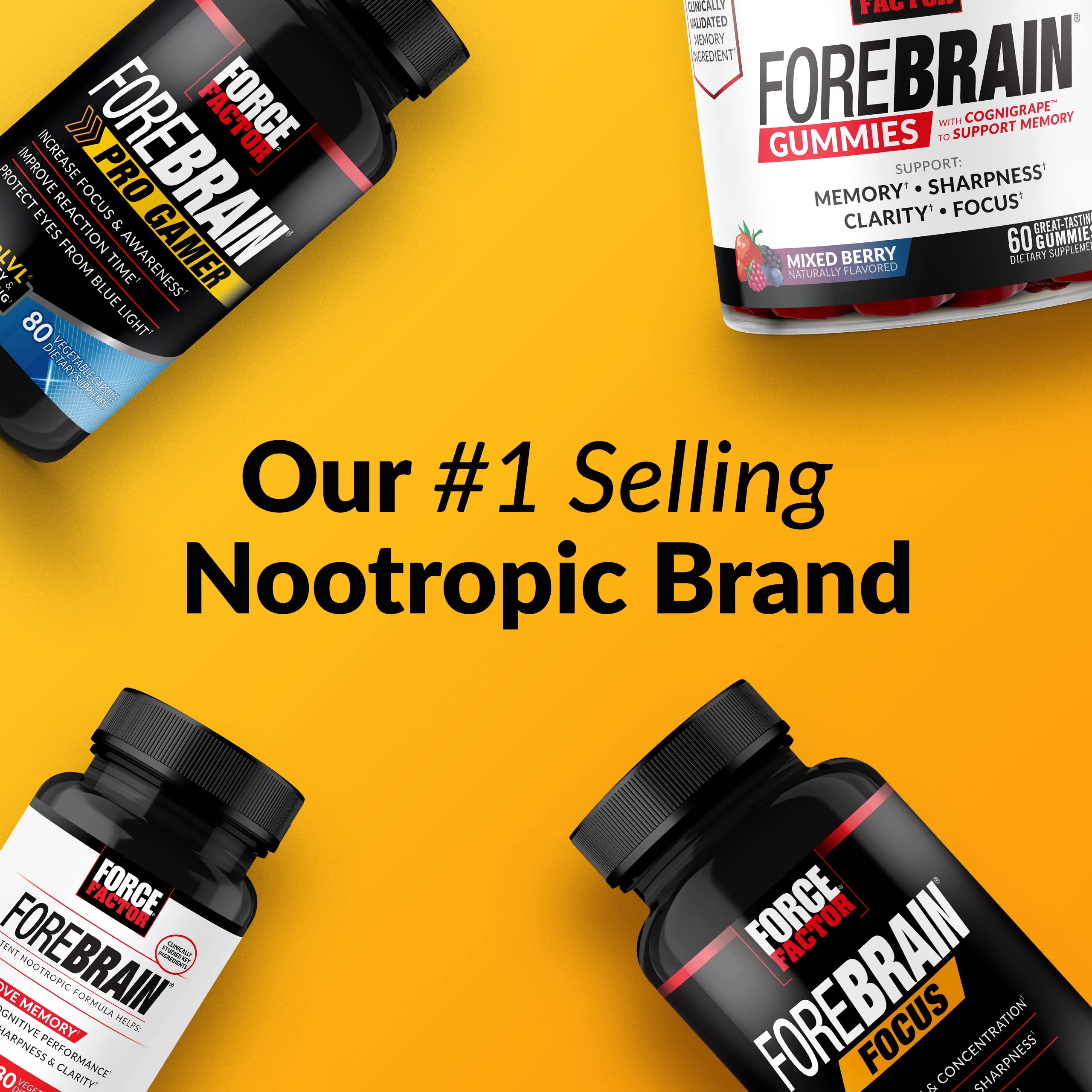 Forebrain Focus Brain Booster, Brain Supplement to Boost Clarity & Concentration, Improve Memory & Sharpness & Productivity, Nootropic Brain Support Supplement, Force Factor, 120 Capsules, Black Force Factor Au supplements