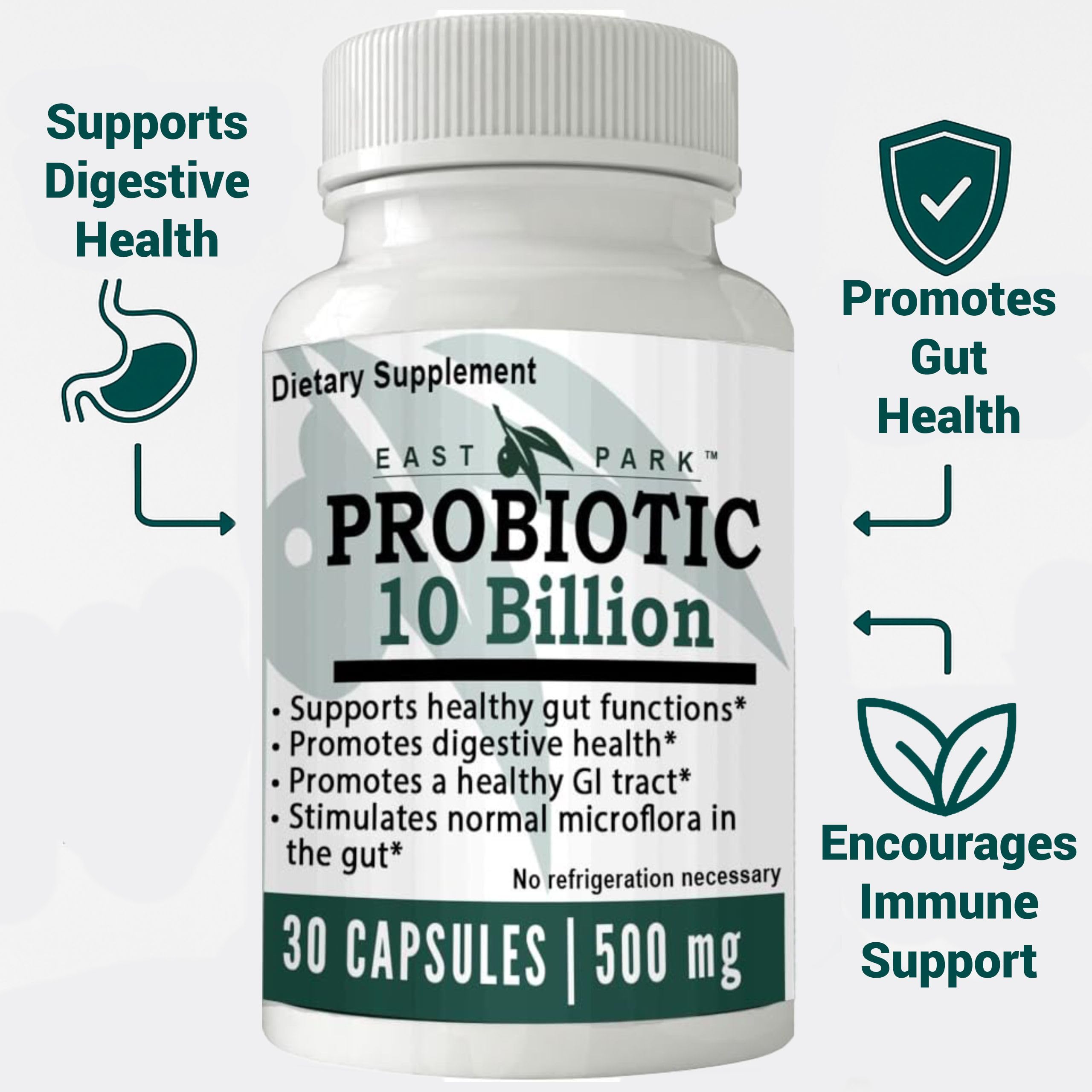 East Park Research d-Lenolate Probiotic Supplement | Probiotic 10 Billion CFUs Supports Gut & Digestive Health | Dietary Supplement Probiotics