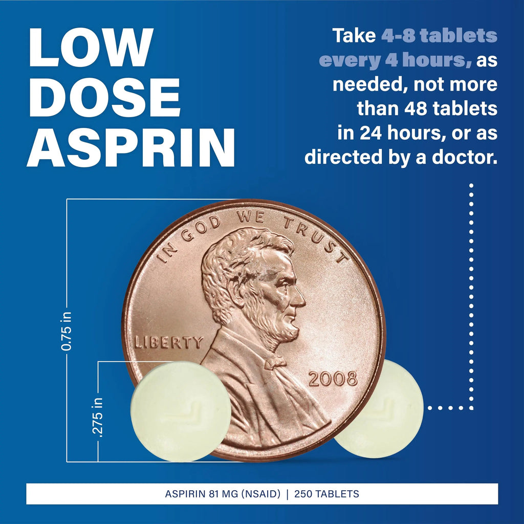 MAJOR Aspirin Low Dose 81 Mg - Pain Reliever (NSAID) - Enteric Coated - 250 Tablets MAJOR Au supplements