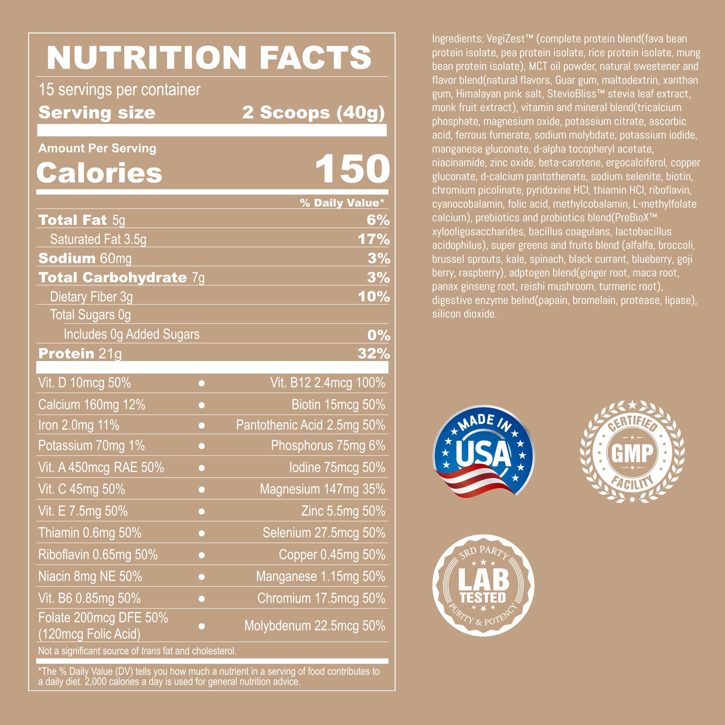 UpNourish Vanilla Cookie Vegan Protein Powder 54 Superfoods Powder,1.5 Billion CFU Probiotics 21g Plant Based Protein,No Sugar No Dairy No GMO Dairy Free,Meal Replacement Shake Keto-Friendly Low-Carb Diet,15 Servings UpNourish Au supplements