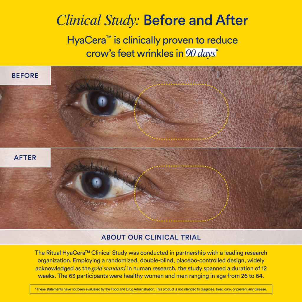 Ritual Hyaluronic Acid Skin Supplement - With Hyabest® and Ceratiq® - HyaCera Clinically Proven to Reduce Wrinkles, Fine Lines & Improve Skin Smoothness