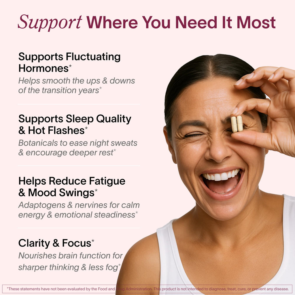 Ladywell Perimeno - Perimenopause Support - Support for Mood, Mental Clarity, Sleep & Hot Flashes - Black Cohosh, Reishi, Wild Yam, Holy Basil, Schisandra, Rhodiola, Siberian Rhubarb / 60 Veg Caps Ladywell Au supplements