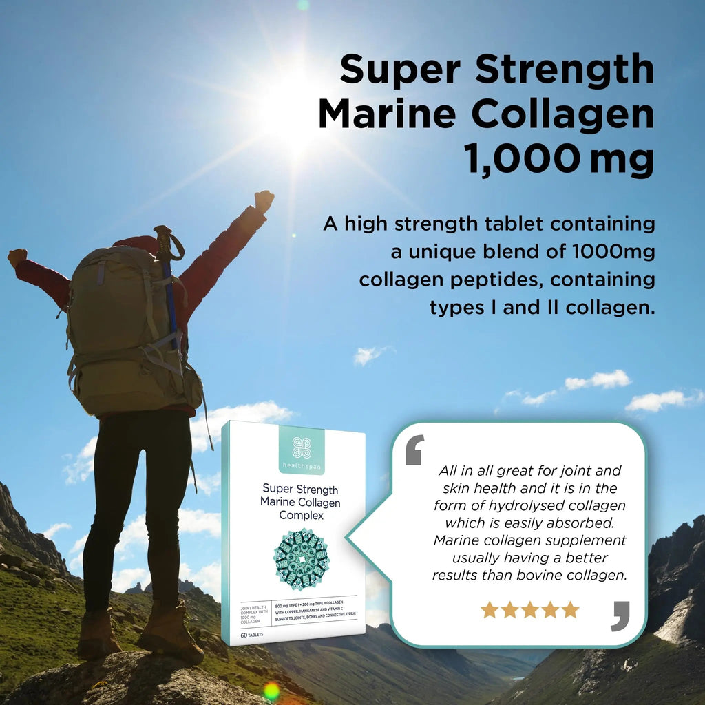 Healthspan 1,000mg Marine Collagen Complex 60 Tablets | 800mg Type I + 200mg Type II Collagen healthspan Au supplements