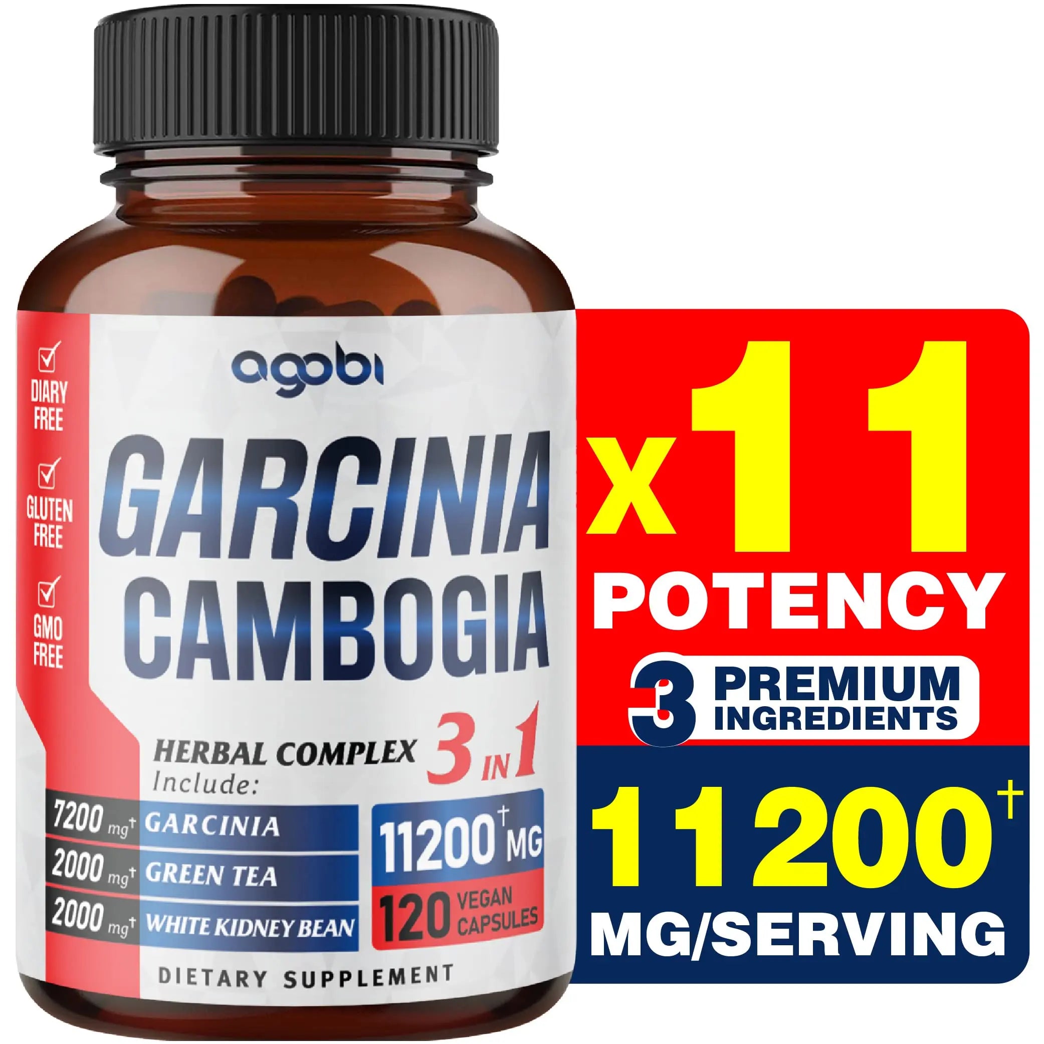 agobi 3in1 Garcinia Cambogia Extract Capsules - 11200mg Herbal Supplement for Body Health agobi Au supplements