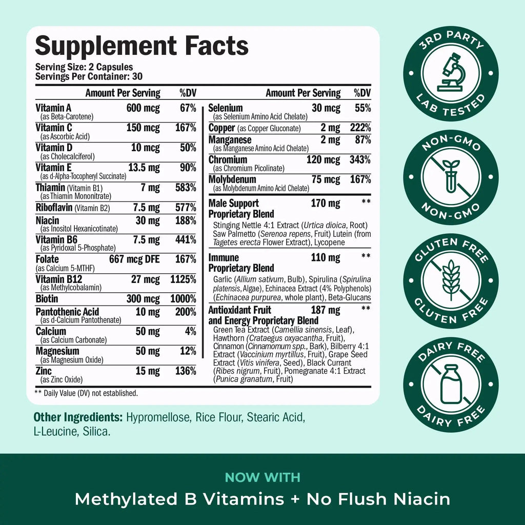 Methylated Multivitamin for Men with Bioavailable Vitamins, Chelated Minerals, Vitamin D, B12, C, A & Zinc for Energy, Focus and Immune Health Vimerson Health Au supplements