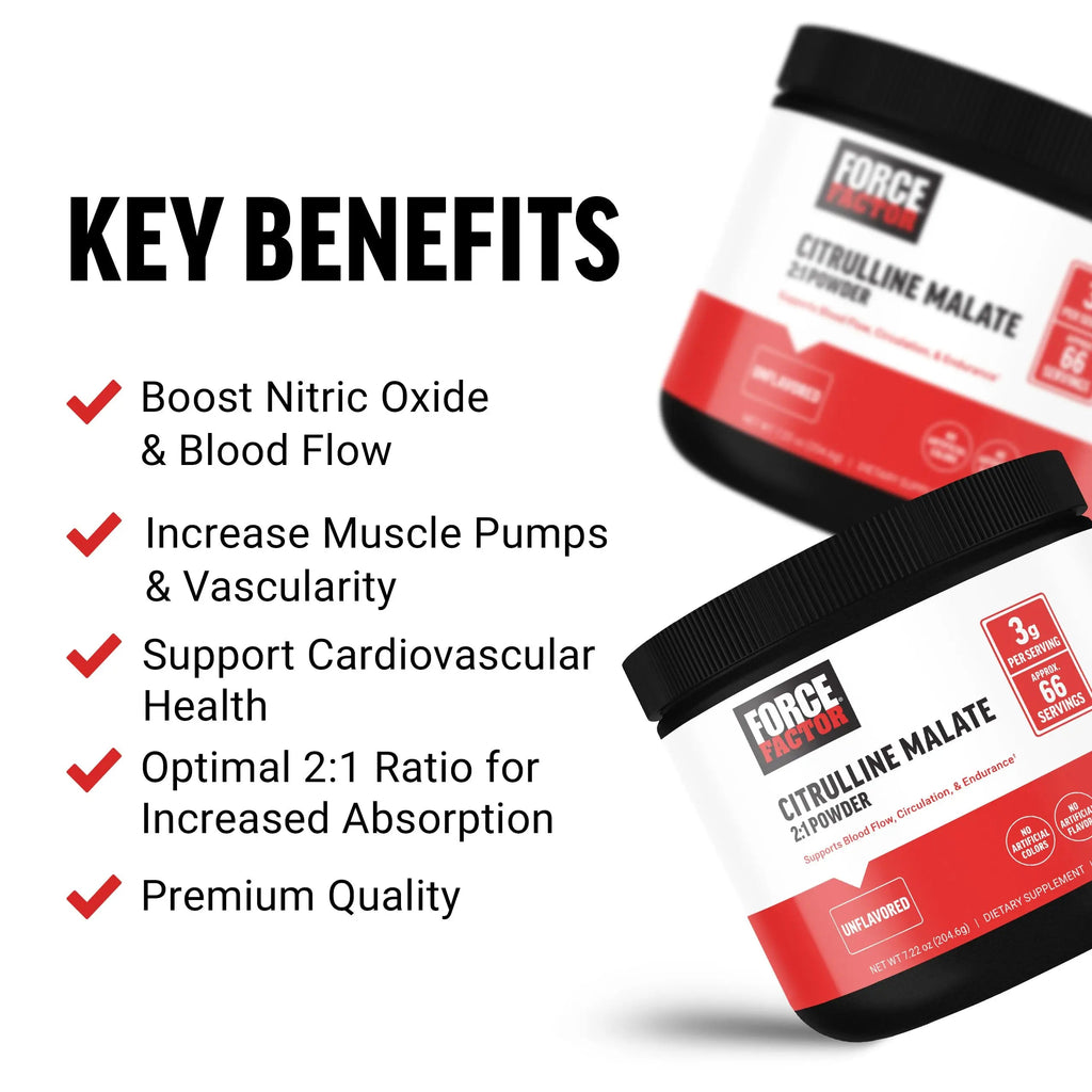FORCE FACTOR Citrulline Malate 2:1, L Citrulline Supplement for Men to Boost Nitric Oxide Force Factor Au supplements