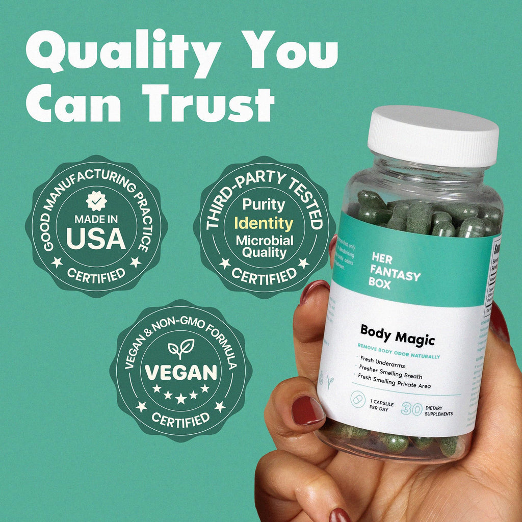 Her Fantasy Box | Body Magic | Chlorophyll Capsules - 30 Vegan Capsules for Detox, Digestion, Gut Health, Skin Support